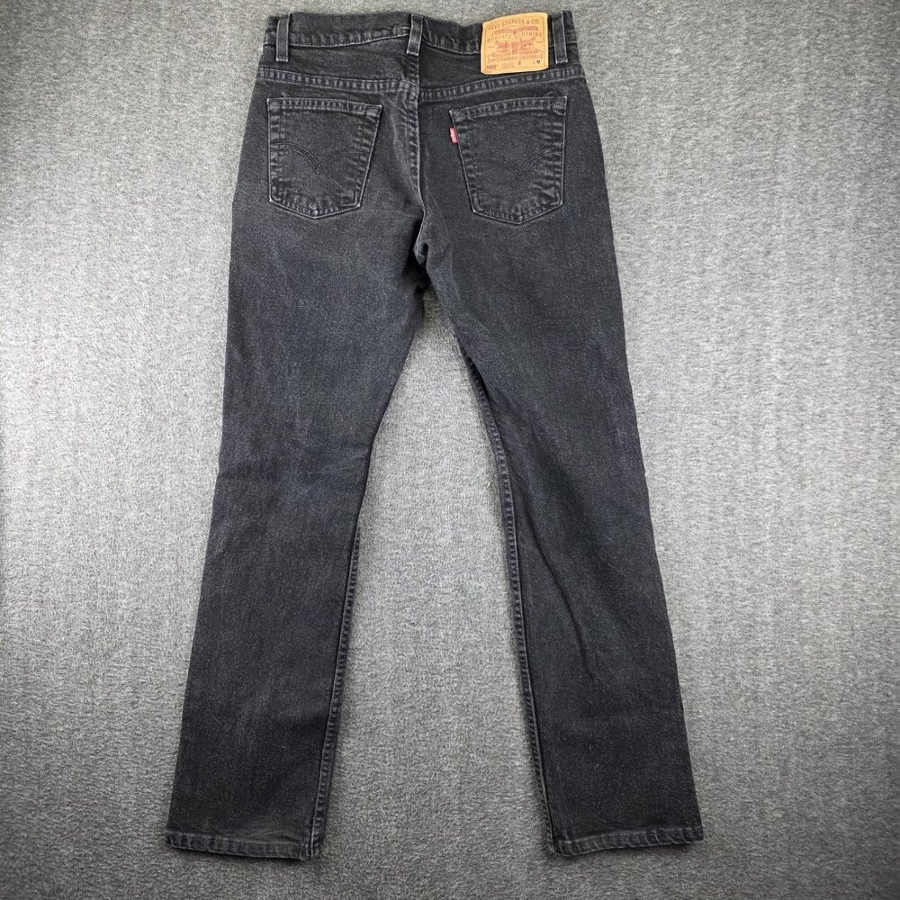 Vintage Levis 505 Regular Fit Straight Jeans Juniors 9M Gray Dark Wash Denim